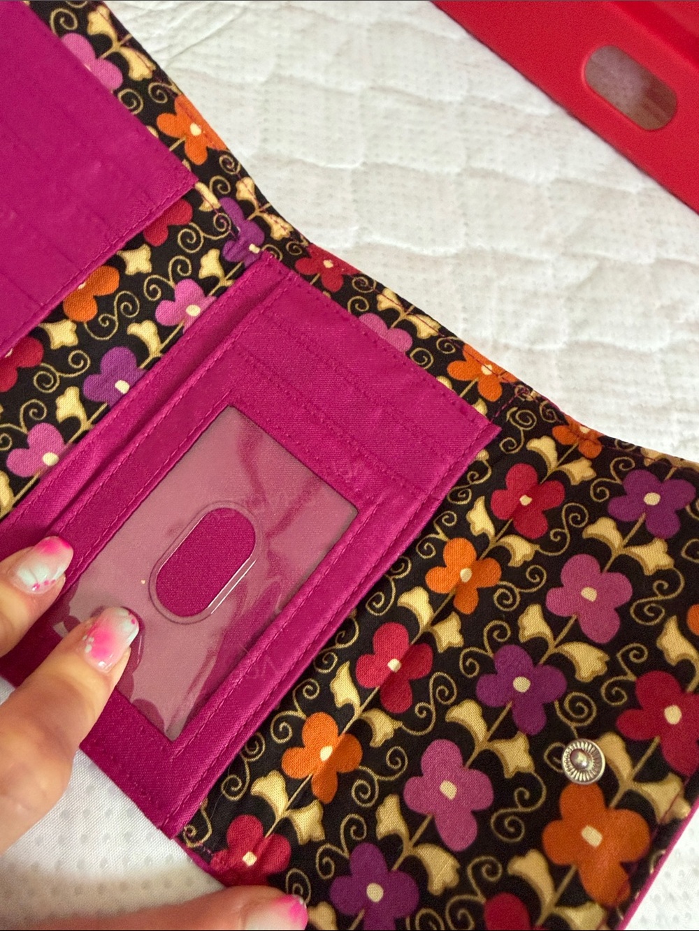 Vera Bradley Quilted Fuchsia Pink Fold Wallet - Picture 9 of 9